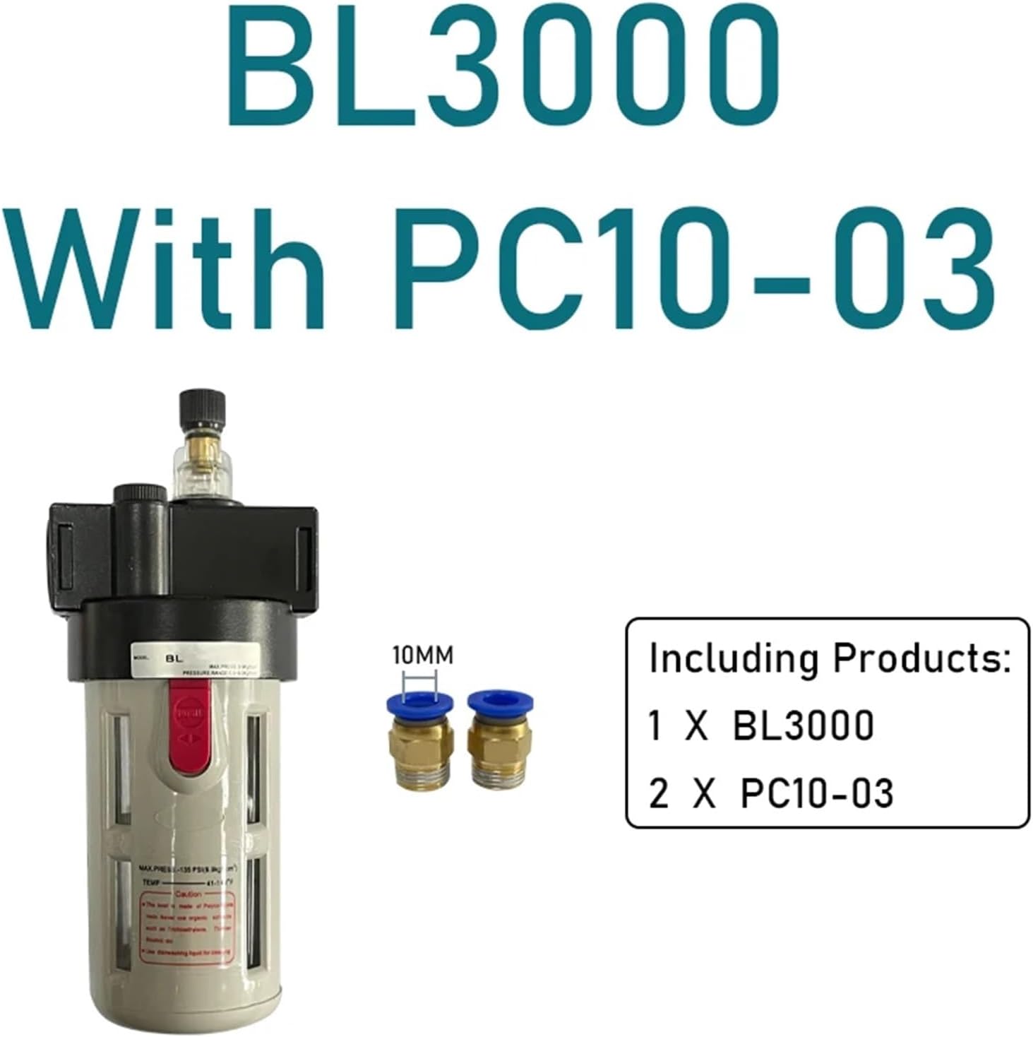 1pcs Lubricator Regulator Compressed Air Filter Airbrush Air Compressor Pressure Reducing BL2000/3000/40001/4" 3/8" 1/2"(Royal Blue)