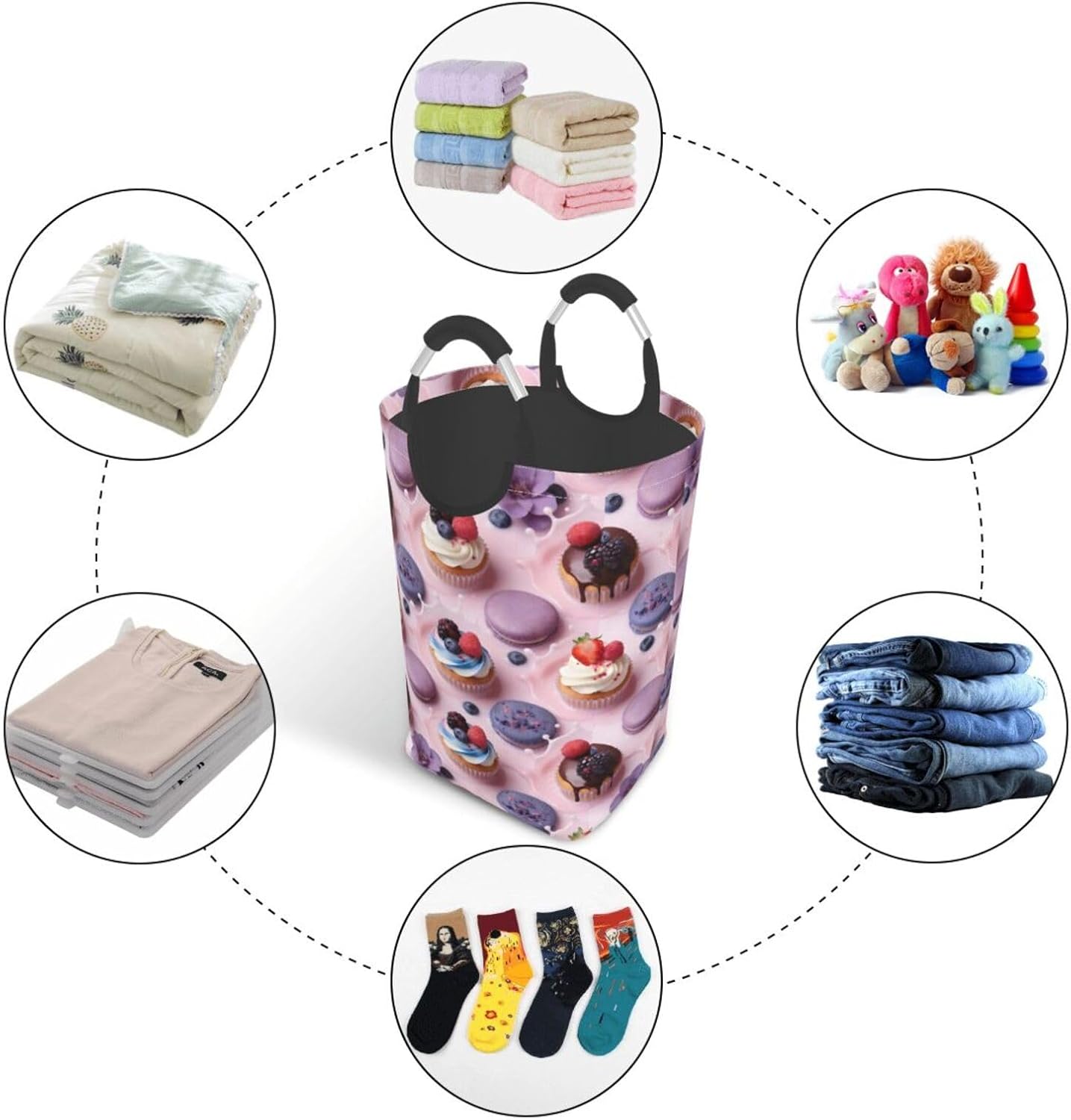 Sweet Euphoria In Motion Foldable Dirty Laundry Bag, Waterproof Oxford Fabric With Pe Board Base, 50l Capacity For Home & Travel