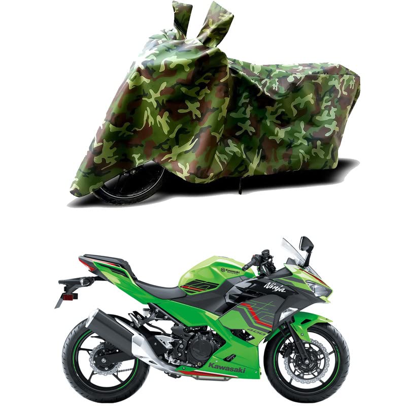 Image of 100% Water Resistant Full Bike Scooty Two Wheeler Body Cover Compatible for KawasaNinja 400 /UV-Rays /Heat Protection /Birds Dropping /Scratchproof /Dust Proof /Waterproof /All Varients[Green MJ]