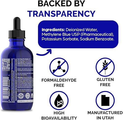 Miniatura 41 de Cápsulas de azul de metileno para humanos – grado USP 99% de pureza, grado farmacéutico azul de metileno, probado por terceros, apoya la función