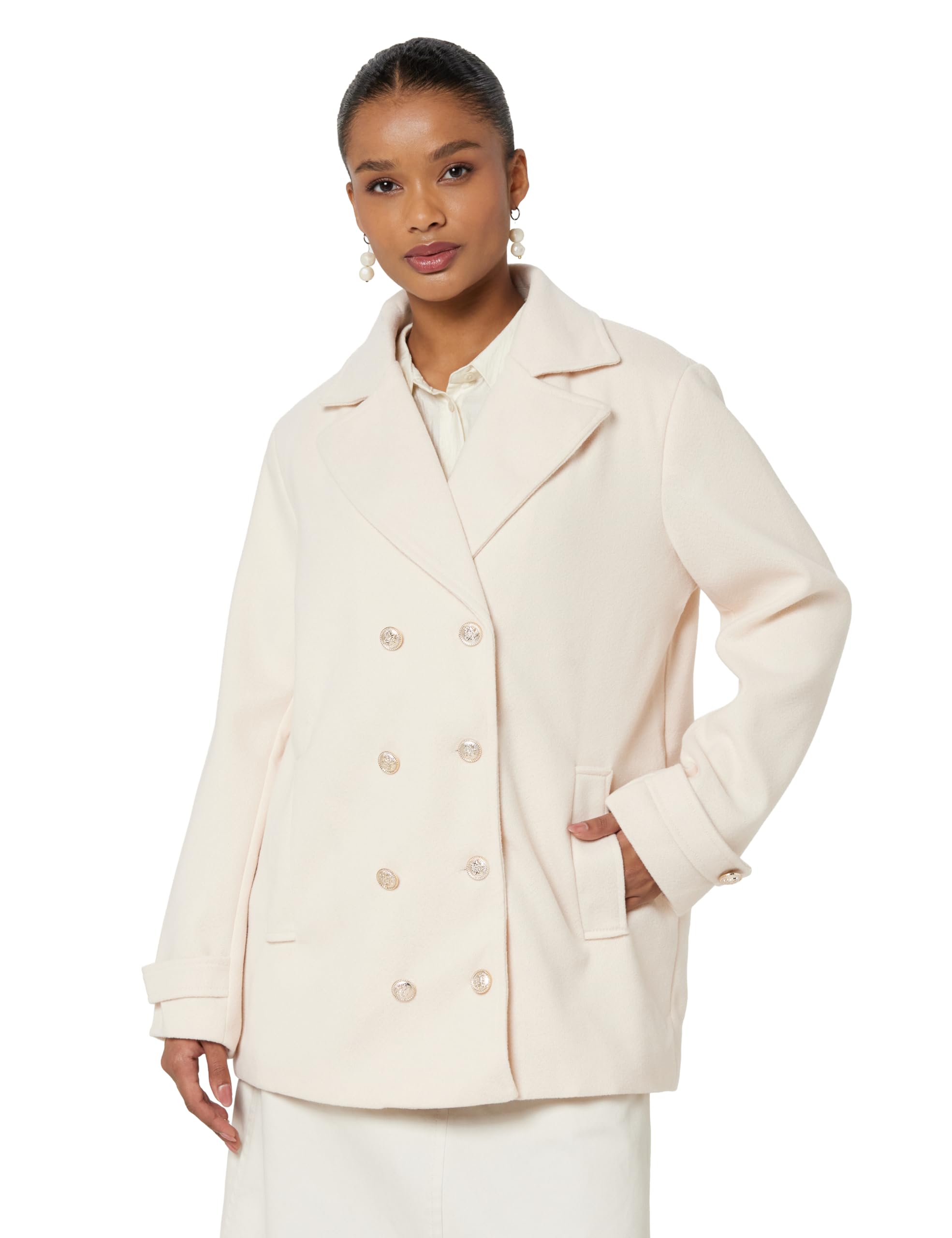styli Women's Boxy Fit Wool Blend A-Line Coat | Longline Double Breasted Winter Coat for Women-picture-10