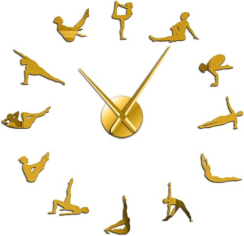 Miniatura 1 de Reloj de pared para pilates poses DIY agujas grandes reloj de pared para habitación de niñas, centro de fitness, deporte, ejercicio, salud,