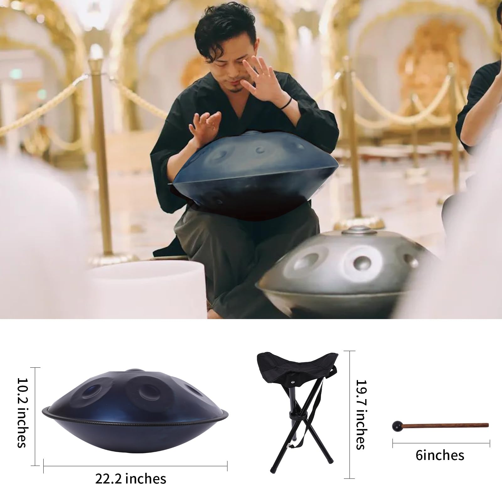Amazon | ハンドパン 55.9 cm D マイナー クルド ハンドパン 9 ノート