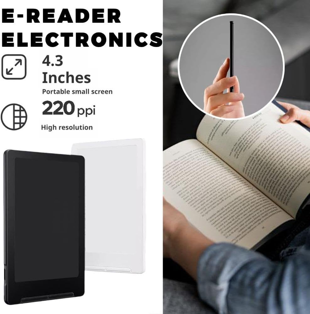 Mini E-Reader 4.3-inch Magnetic E-Ink Screen Reader, Metal Ultra-Portable E-Paper Display, 220 Ppi, 16gb, Wi-fi & Bluetooth, 650mah Battery, for Reading, Travel, Outdoor Ebook Reader (White)