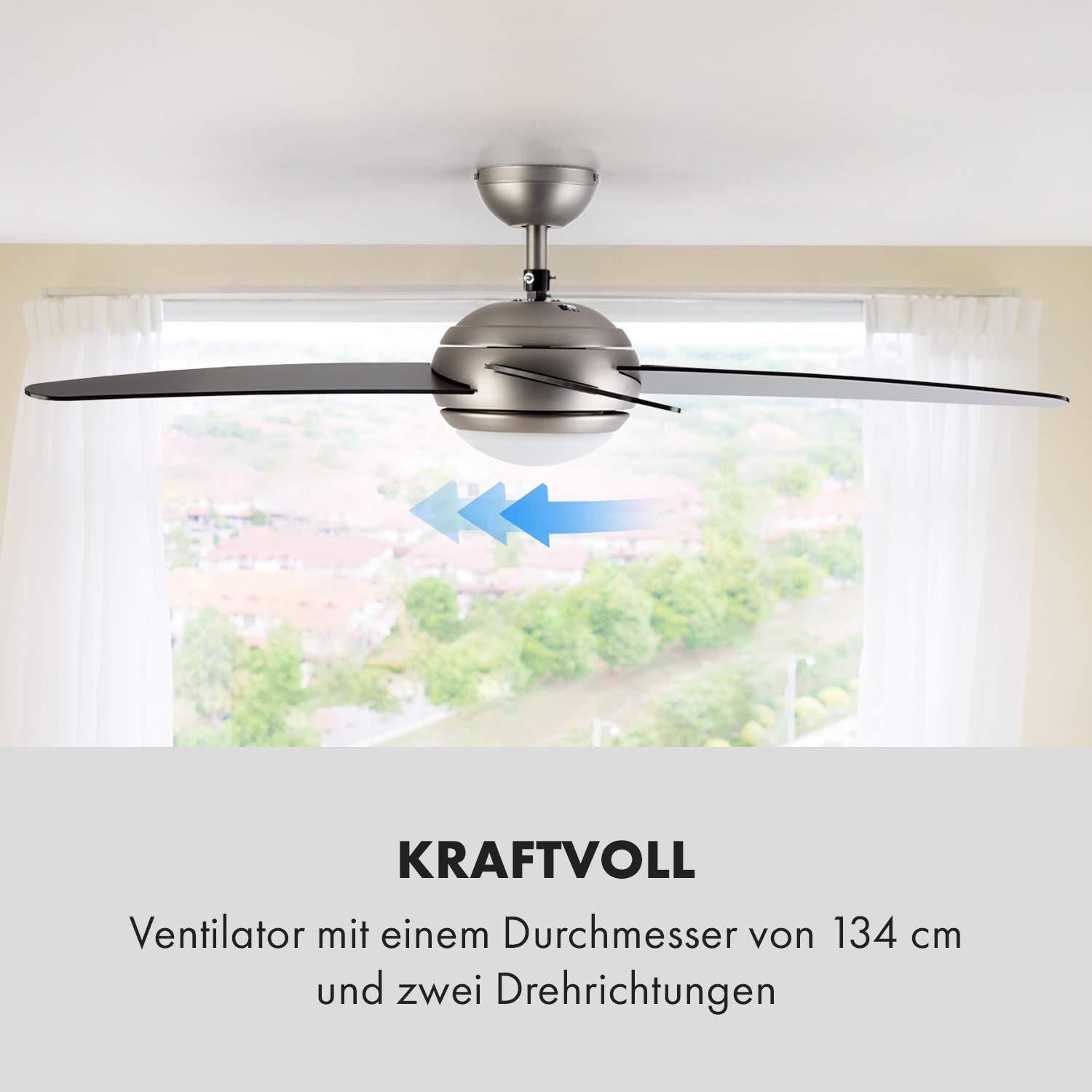 FANAWAY Plafondventilator Evora, ventilator met verlichting, plafondventilator met uitklapbare vleugels, 94 cm