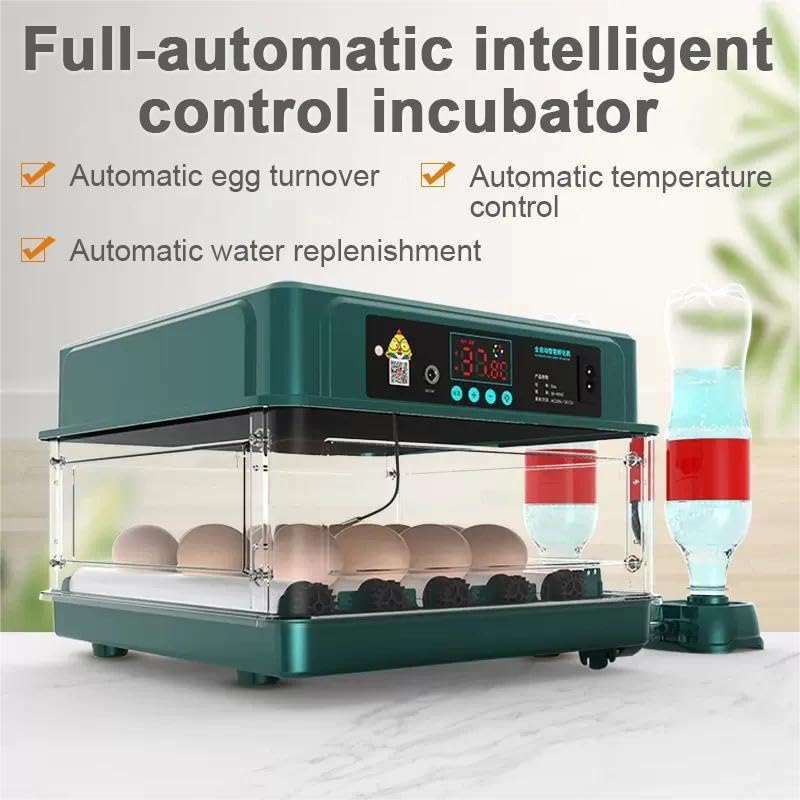 Incubadora de huevos profesional LED, Incubadora automática con sistema de giro automático y control de temperatura, Incubadora de huevos automática 9/15 huevos (9 piezas)