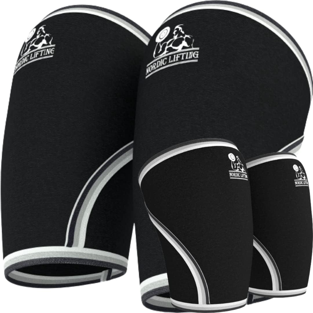 Nordic Lifting Elbow Sleeves Large Bundle with Knee Sleeves Small - Black