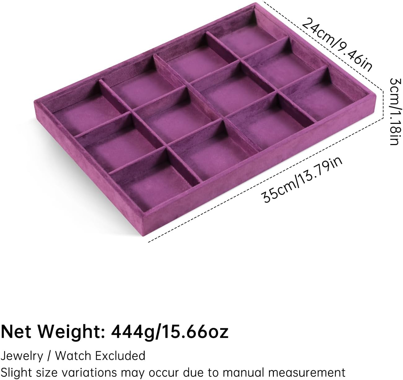 12 Grid Velvet Jewelry Tray, Bracelet Watch Bangle Organizer