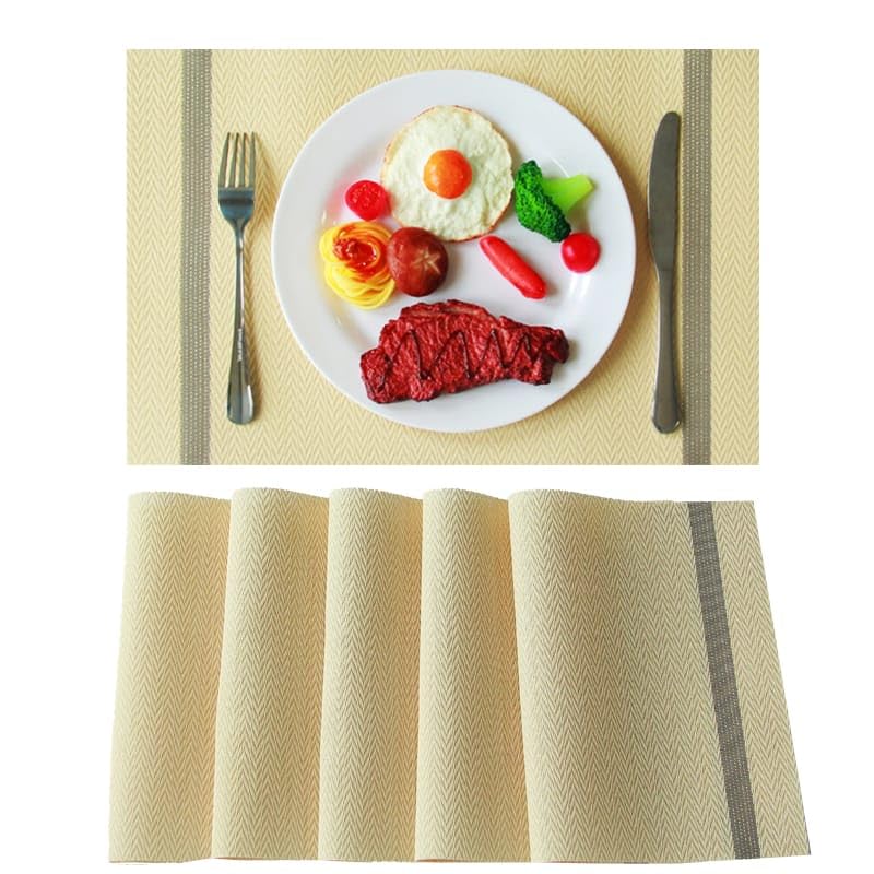Image of Dribble Premium PVC Placemats Set of 6 | Heat-Resistant, Washable, Waterproof Table Mats | Anti-Slip Dining Table Placemats for Kitchen & Home Decor - 45x30cm, Design - Ivory Charm