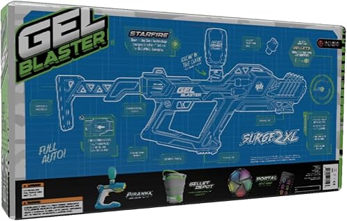 Miniatura 9 de Gel Blaster Surge XL 2 con activador de brillo Starfire integrado, juguete GelBlaster mejorado con rango de más de 150 pies, munición de cuentas de