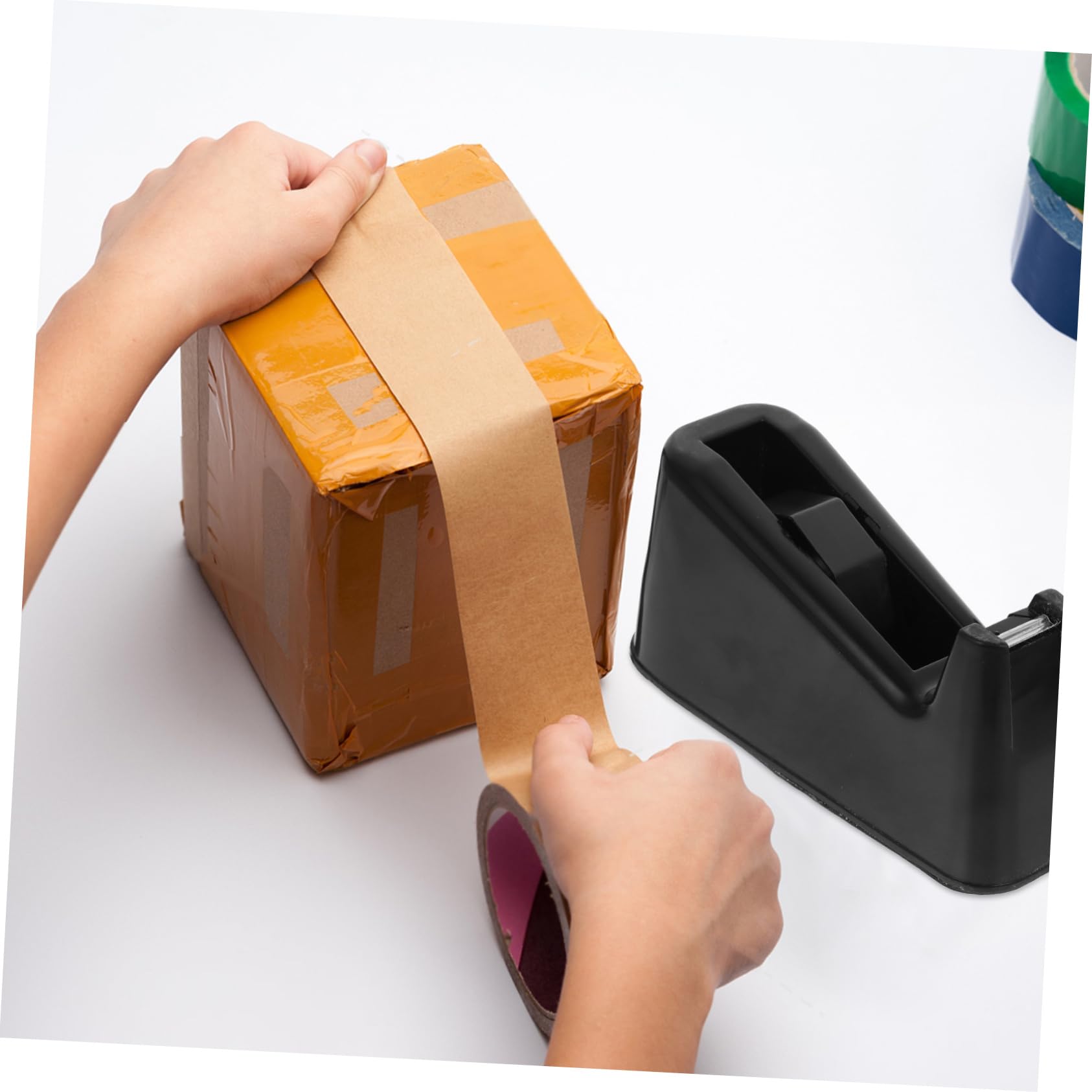 Uonlytech 2 Pezzi Dispenser per Nastro Adesivo con Base Antiscivolo Cutter per Nastro Ufficio Erogatore e Leggero per Scuole Uffici e Casa Taglio Facile e Design