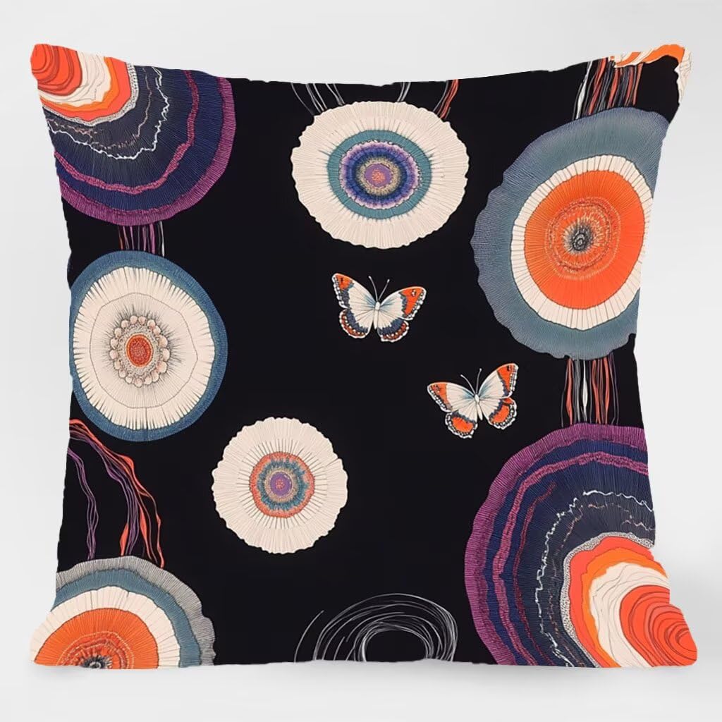 Poszewki na poduszki 61 x 61 cm, kwiatowe poduszki na zewnątrz wodoodporne kwadratowe poszewki na poduszki 4 sztuki, motyl dwustronny nadruk dekoracyjne poszewki na poduszki do dekoracji domu sofa