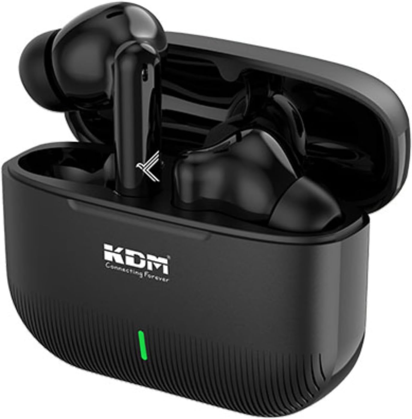 KDM – E1 Leo Pods Truly Wireless in Ear Earbuds with 30hrs Playtime, Free Case, Low Latency, Buds TWS, Black