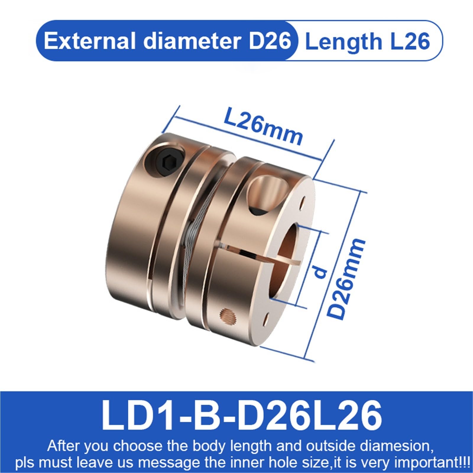 Acoplador de acoplamiento de diafragma único D26L26, conexión elástica al servomotor de husillo de bolas