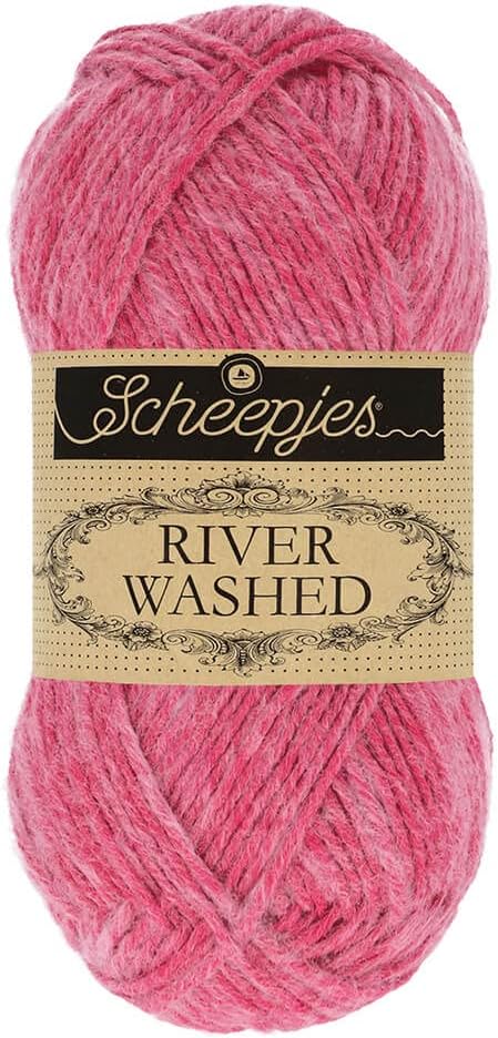 Scheepjes River Washed Yarn, 1 Skein (50 g / 1.76 oz), Cotton-Acrylic Blend, Color 951 Green/Orange