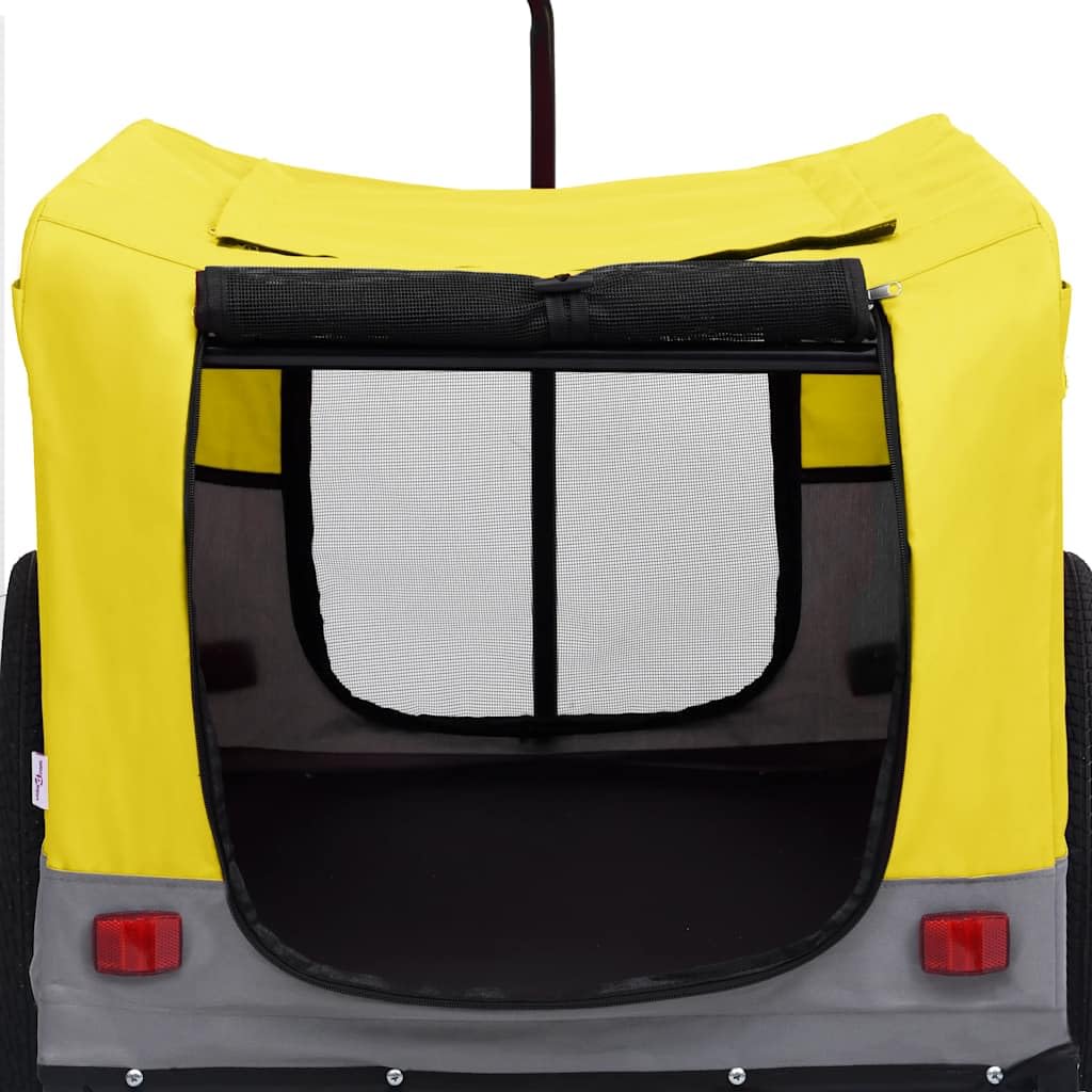 2-in-1 Fahrradanhänger und Buggy für Hunde, Katzen und Haustiere Gelb Grau, faltbar mit Netzfenstern und Belüftung, klappbar, mit Rädern für Reise, Transport, Spazieren, Joggen und Wandern