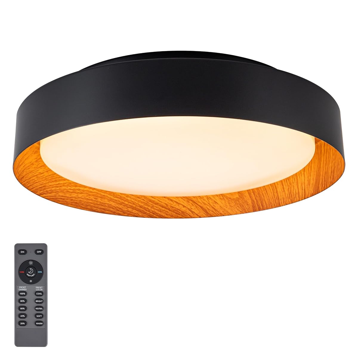 12 Inch LED Flush Mount Ceiling Light with Remote, 18W Flush Mount Light