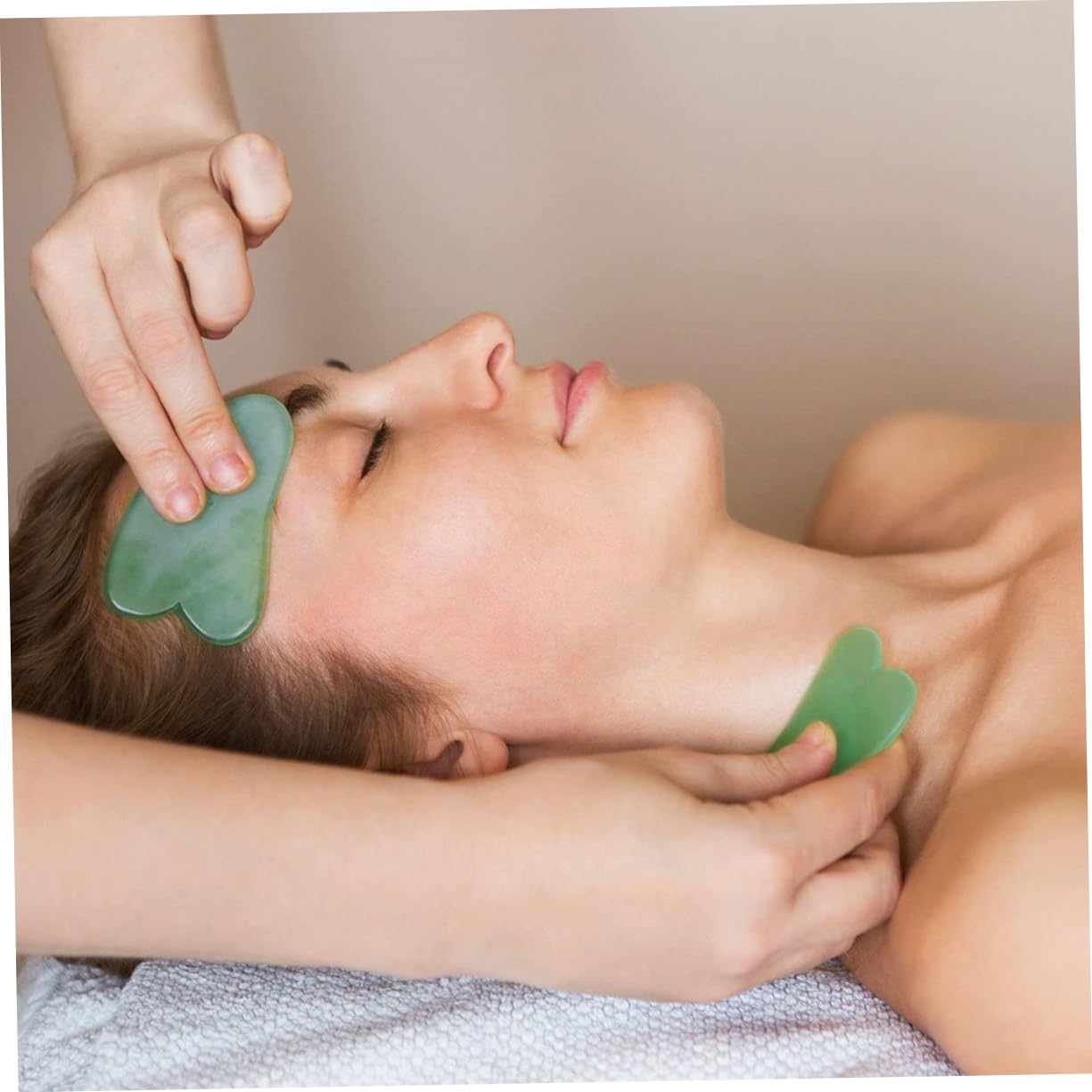 8stücke Unregelmäßige Massageplatte Gua Für Gesicht Körper Und Spa-therapie Gesundheitsförderndes Massagewerkzeug Grün Verbessert Und Hautelastizität