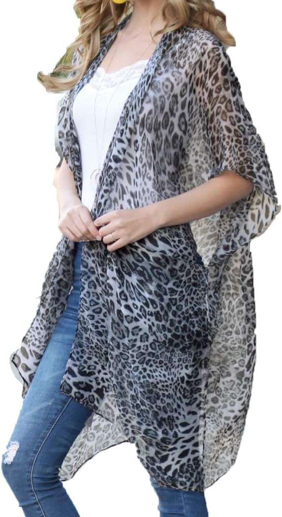 CASURESS Women's Sheer Chiffon Kimono Cardigan - Floral Print Open Front Cover Up For Beach Or Summer - View #3