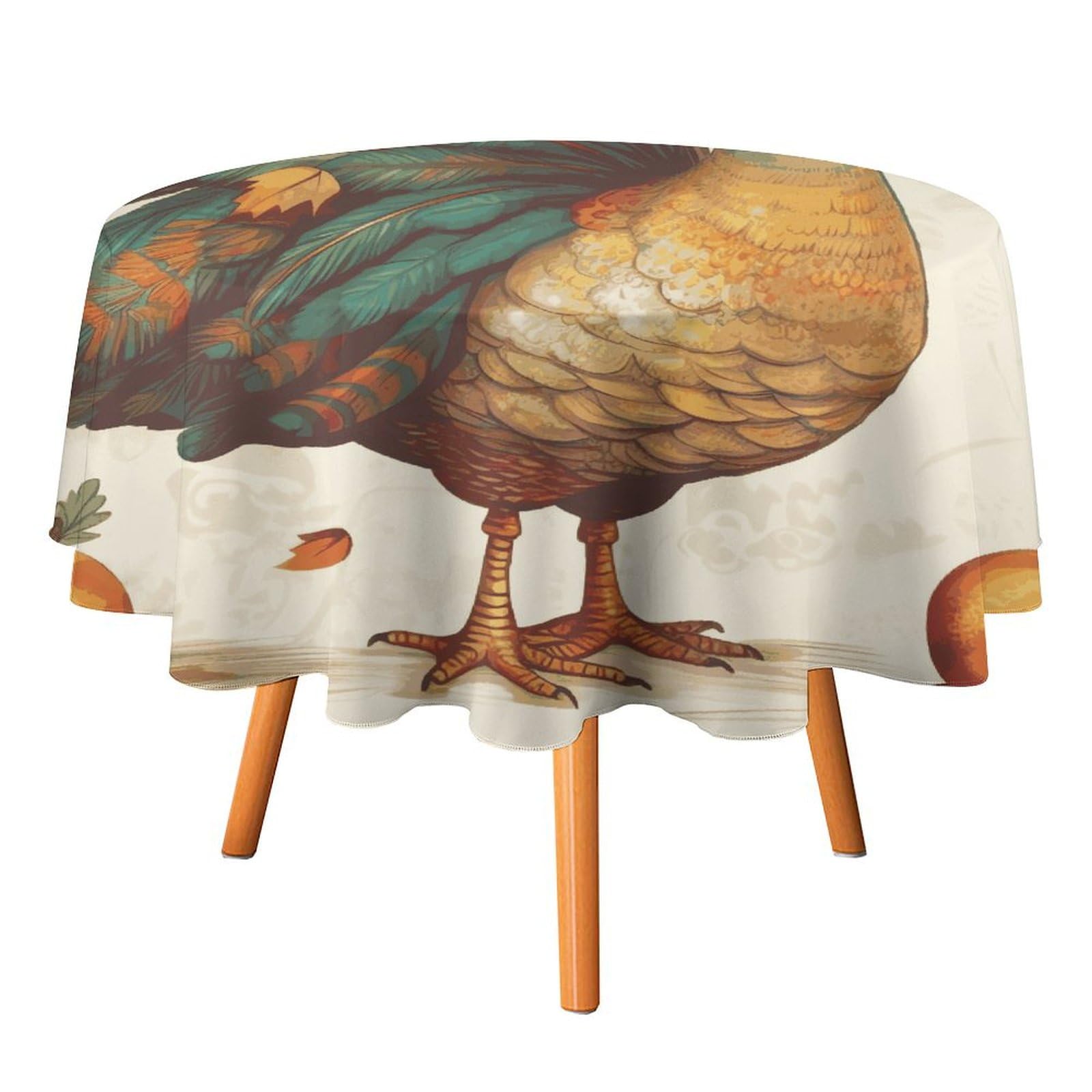 Nappe ronde lavable dinde pour protéger la table des taches lors d'un anniversaire