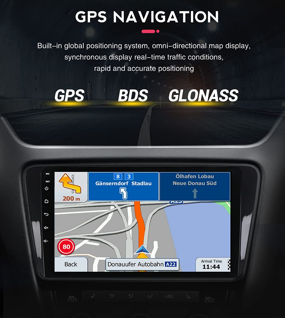 GPS Navi Navigationsgerät für Auto mit Carplay&Android Auto,Europa UK 52 Karten, Lebenslang kostenlosem Kartenupdate(Typ C)