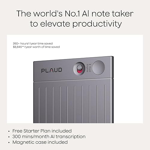 Miniatura 10 de Plaud Nota Grabadora de voz AI, dispositivo para tomar notas AI, transcribir y resumir, compatible con 112 idiomas, grabadora de audio digital azul