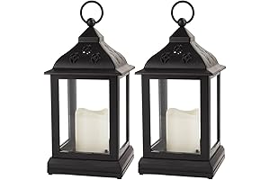 Bright Zeal 2-Pack 9.5" Vintage Decorative Battery-Operated Lanterns for Indoor Use