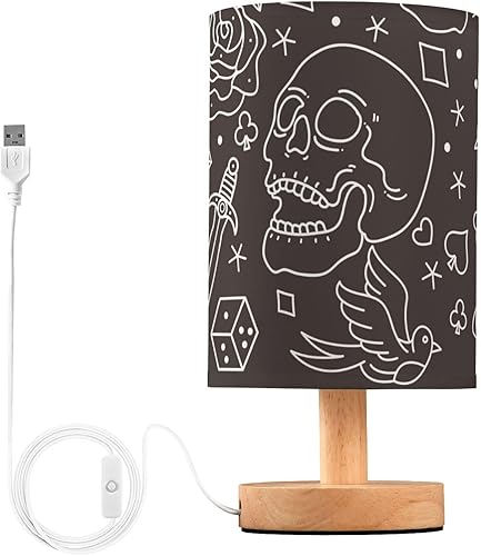 Miniatura 1 de GuoChe Night Lampsnight Light Living Room Lamp Trendy Doodle Skull Black Lamps for Kids Office lámparas de mesa para sala