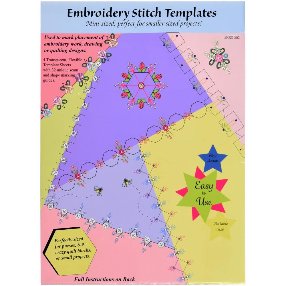 Creative Impressions Embroidery Template Set, 4/PKG - Mini Stitch Guides For Quilts, Purses, & Small Projects