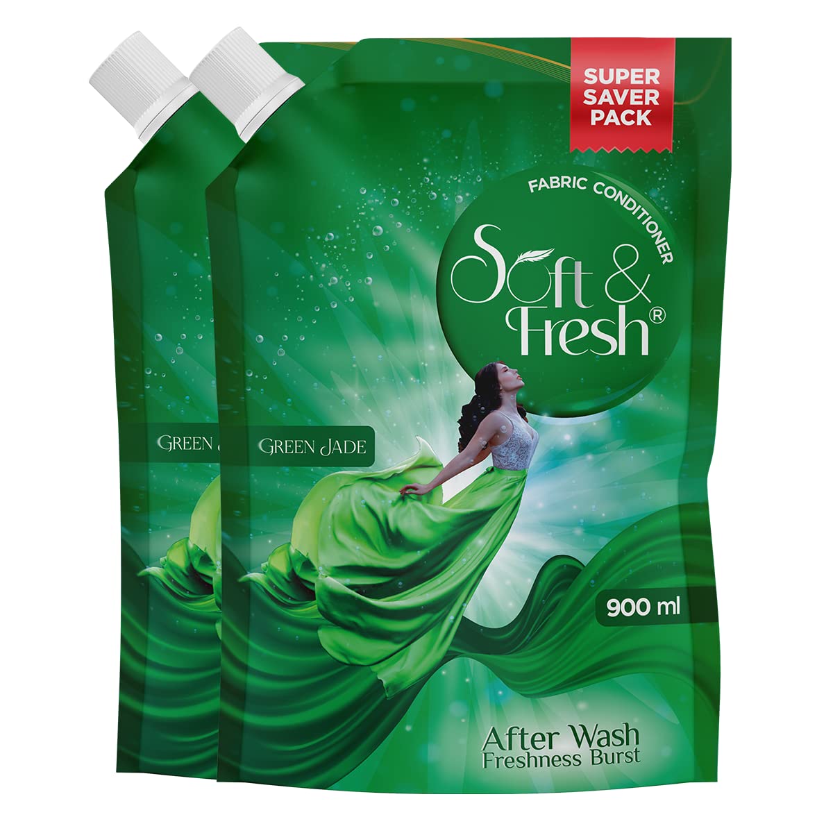 Soft & Fresh Combo Pack of Green Jade 2X900ml, best Fabric Conditioner softener increase freshness and softness 900ml refill pouch pack of 2 (B0B2DK9V1S) Amazon Price History, Amazon Price Tracker