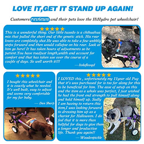 HiHydro 6 Types Cart Pet Wheelchair for Handicapped Hind Legs Small Dog Cat/Doggie/Puppy Walk Stainless Steel