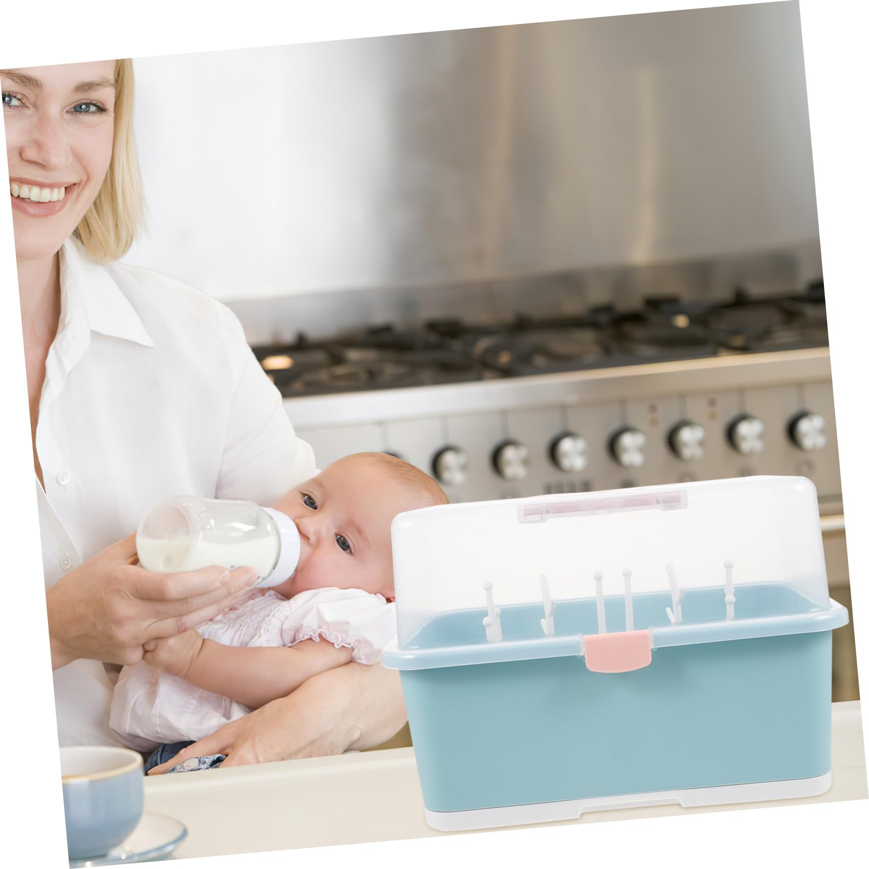 1 Stück Babyflaschen Trockenbox aus Pp, Grün, Aufbewahrungsständer | Herausnehmbare Abtropfschale, Flaschen Stehend Haltend, für Dusche und Fütterbecher