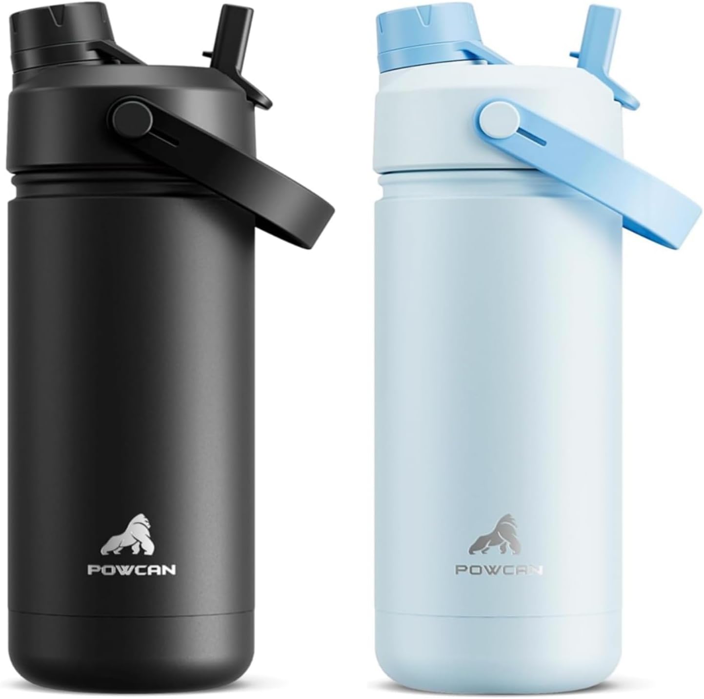 Amazon.com: POWCAN 2 Pack 18 oz Insulated Water Bottle for School ...
