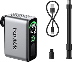 Fanttik X10 Ace Tiny Bicycle Pump, 8.3 BAR/120 PSI Mini Compact Air Pump with Presta and Schrader Valve, Quick Inflatable Electric Mini Pump Portable for E-Bike, Mountain Bike, City Bike and Road Bike