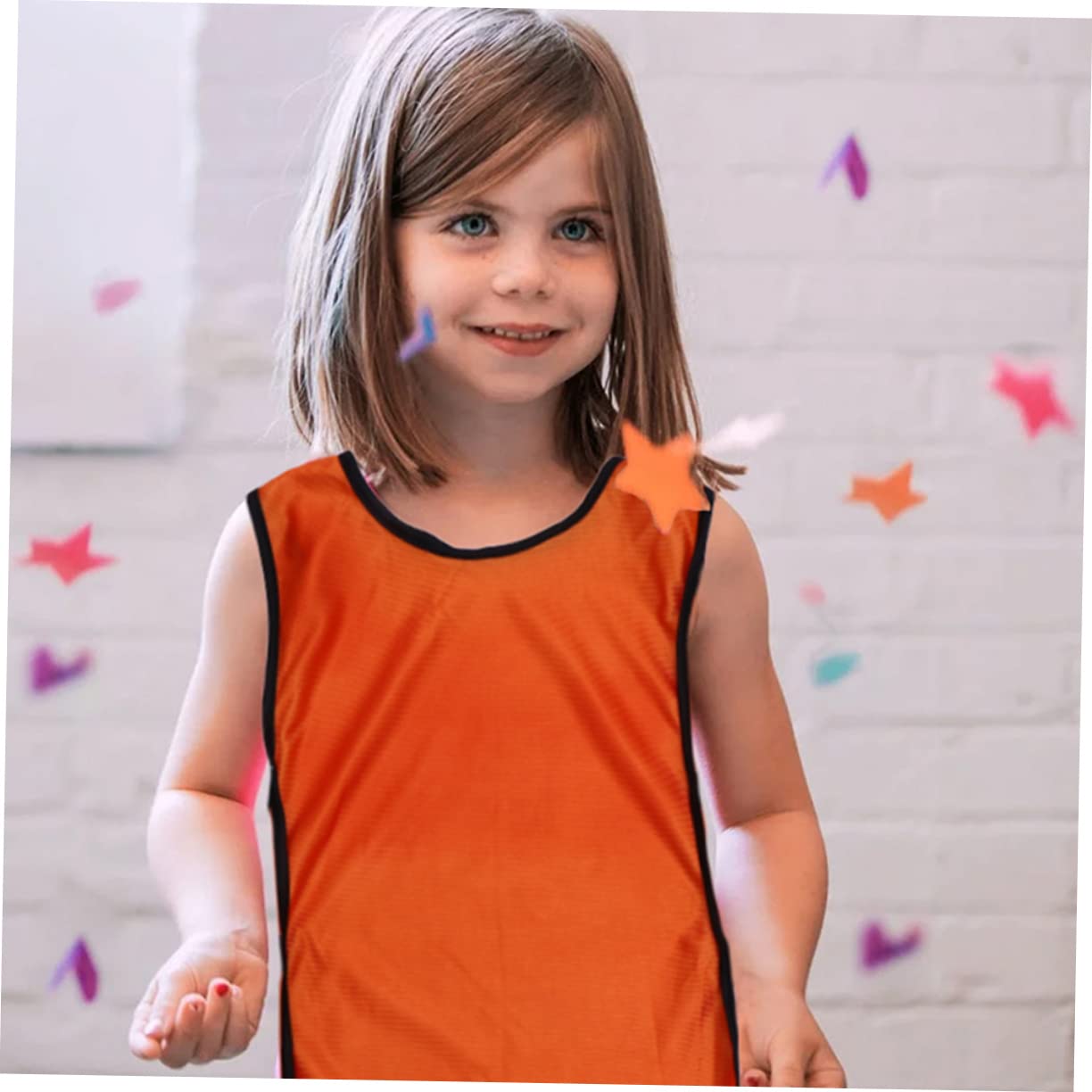 ifundom 12Pcs Soccer Training Vests Breathable Sleeveless Practice Pinnies with Elastic Straps Lightweight Sports Jerseys for Outdoor Fluorescent