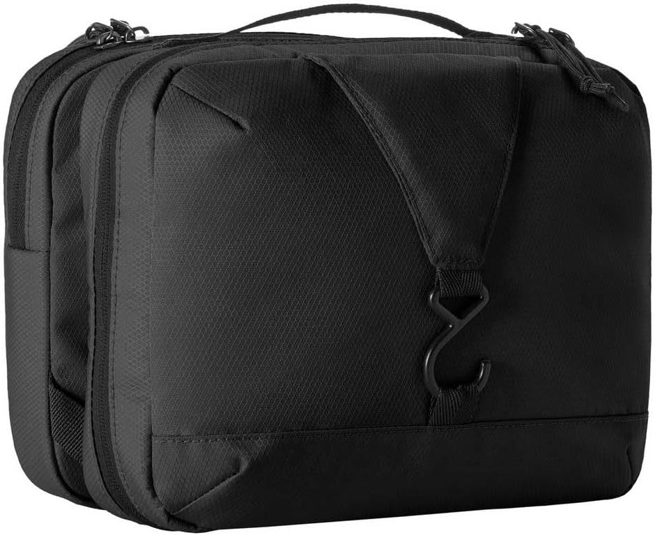Eagle Creek Pack-It Trifold Toiletry Kit - Dopp Kit Toiletry Organizer with Padded Interior, Durable Hanging Hook & Large Compartments - Water Resistant & Washable - Black