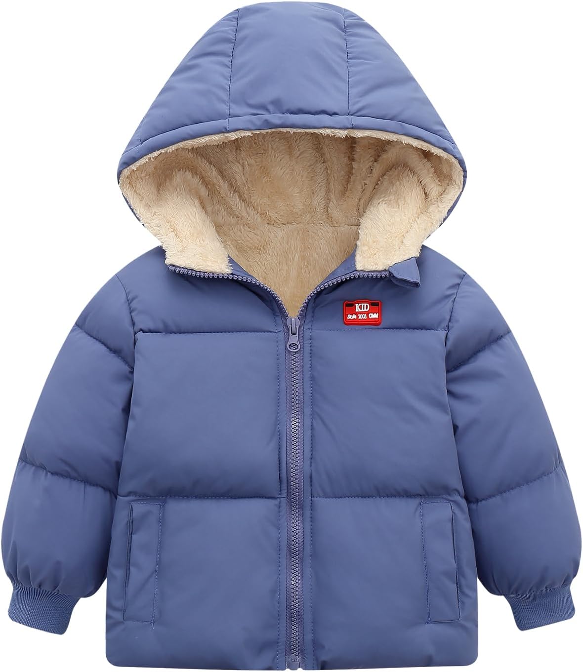 1-7 Years Baby Boys Girls Toddlers Winter Coats Hooded Puffer Jacket Down Snow Jacket Warm Fleece Coat Solid Outerwear