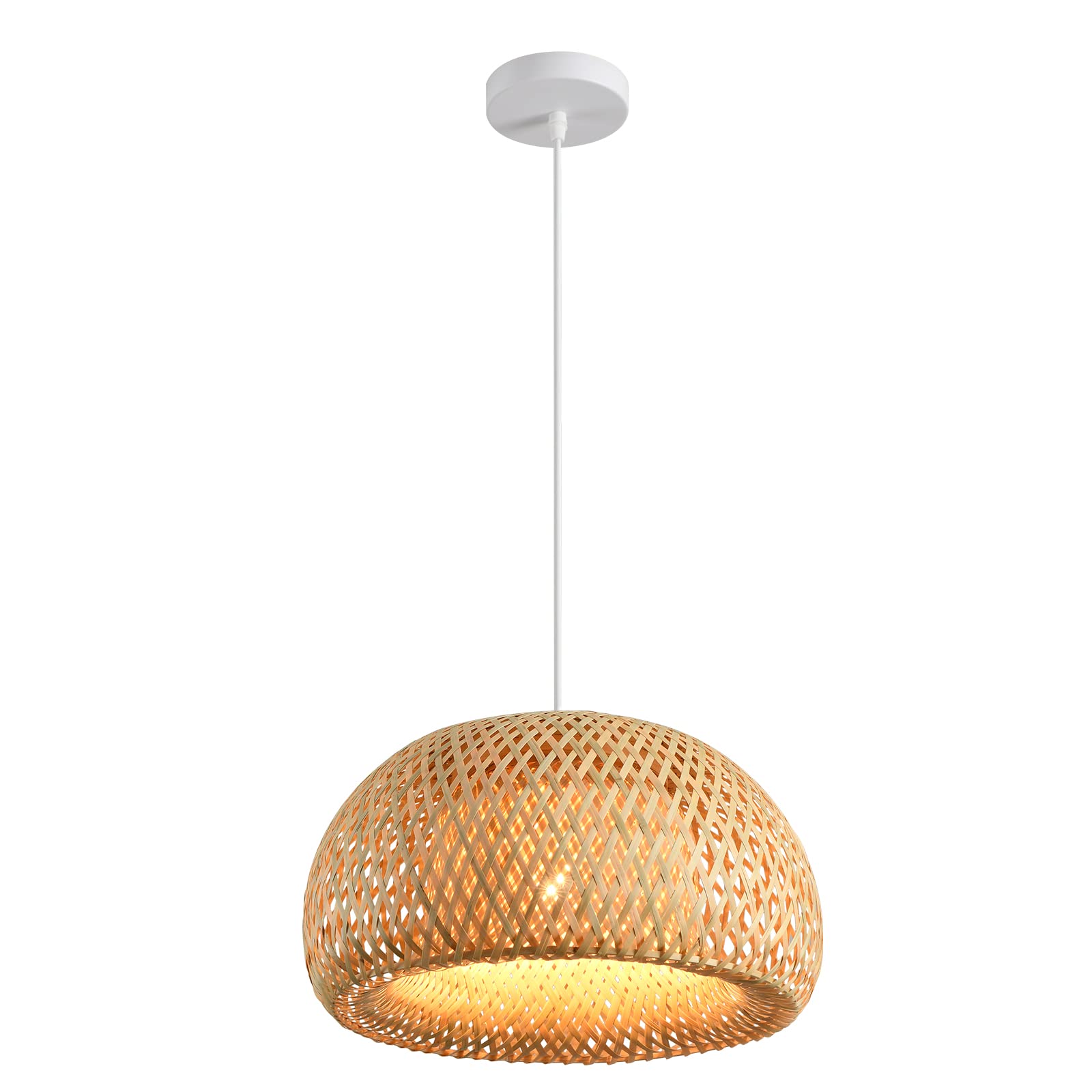 Rattan Pendant Light Fixtures Bamboo Chandelier Boho Kitchen Island Lighting 17.7in Wicker Dining Room Lights Woven Ceiling Hanging Lighting for Restaurants Bedroom Breakfast Nook Corridor