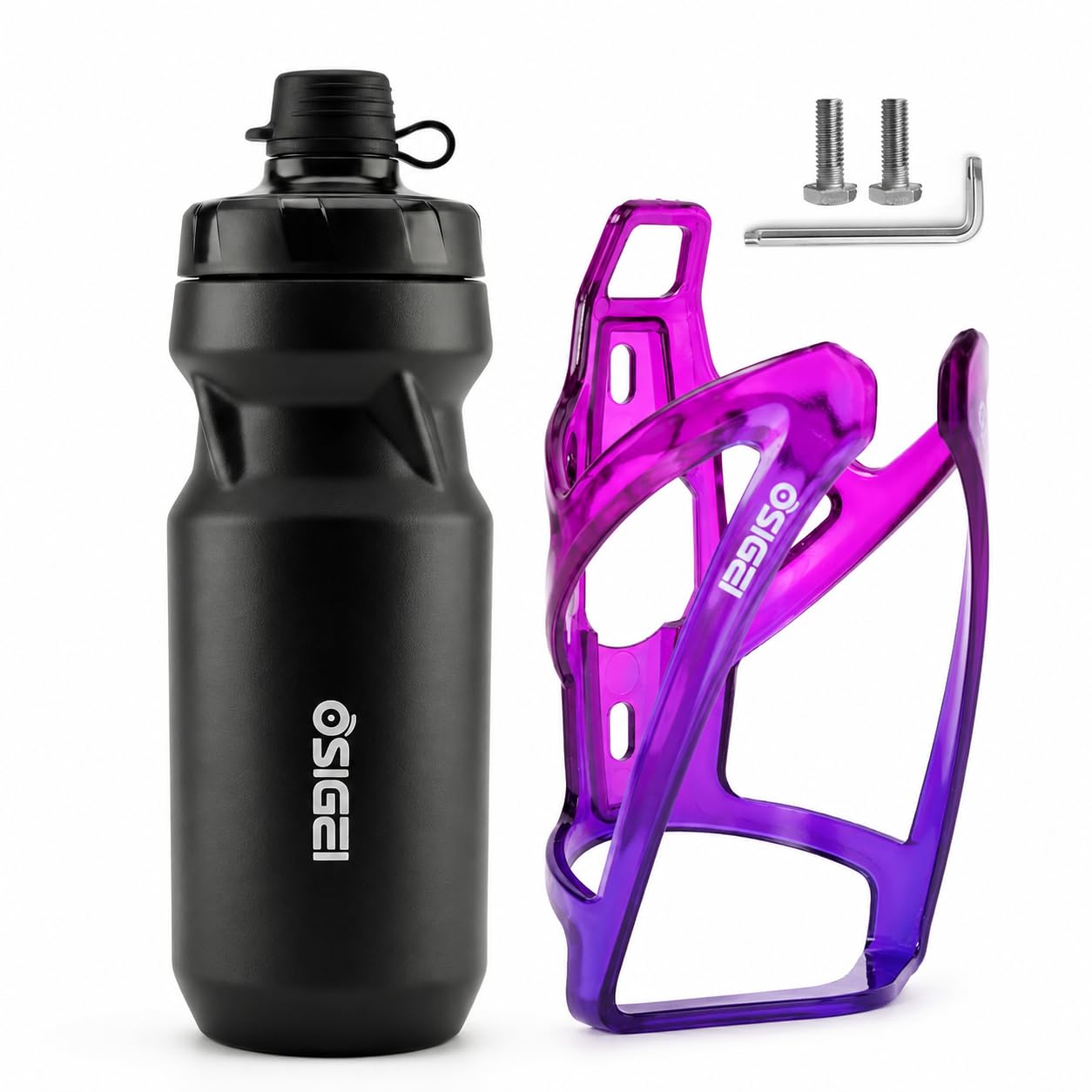 OSIGEI Fahrrad Flaschenhalter Set mit 610ml Trinkflasche – Ultra-leicht, Carbon-Optik Sportflasche, Geeignet für MTB & Rennrad – Inklusive 2 Montageschrauben & Inbusschlüssel