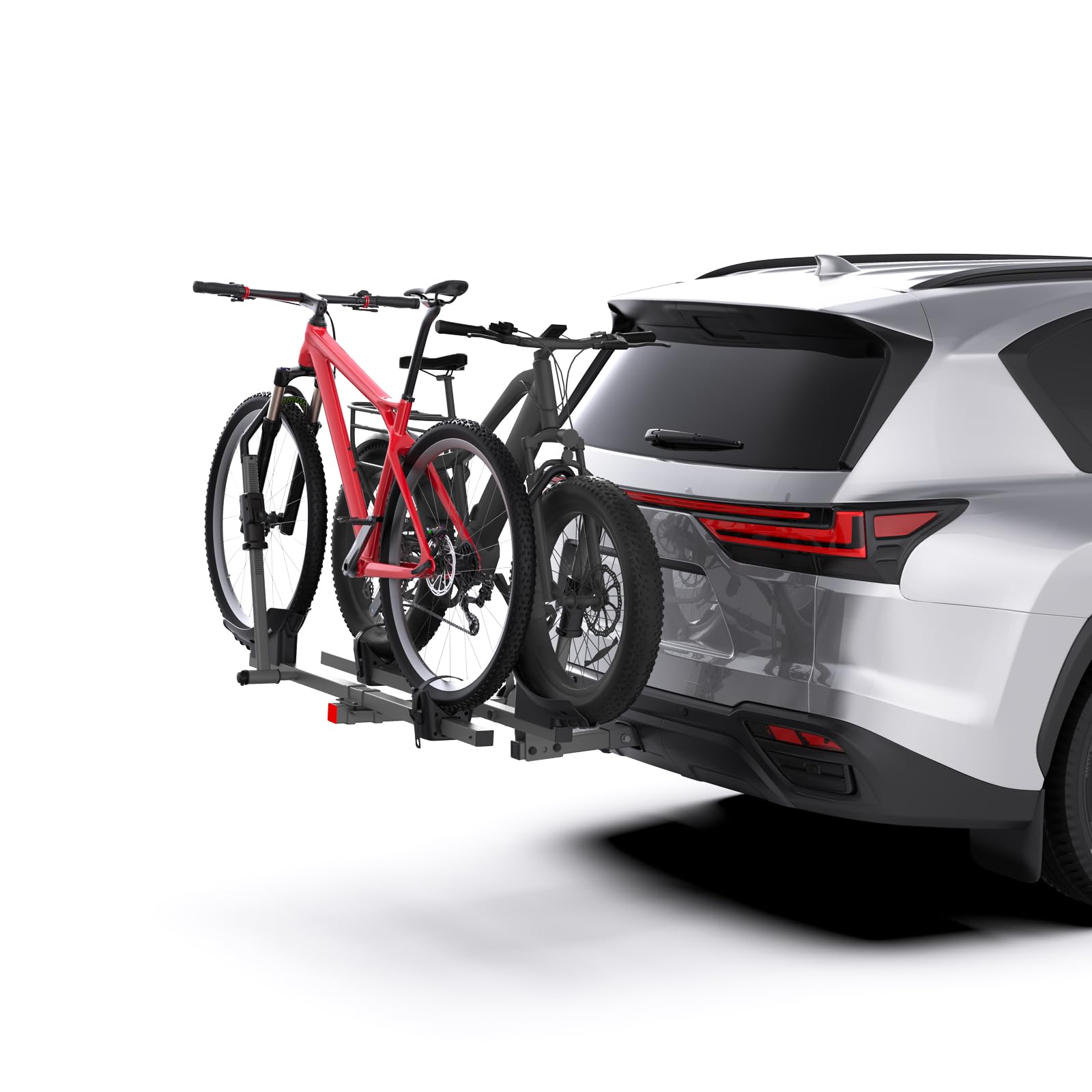 hitch bike rack for car, 200 lbs capacity heavy-duty e-bike carrier, tilting foldable design with anti-theft lock, fits 2" receiver, for suv, truck, rv