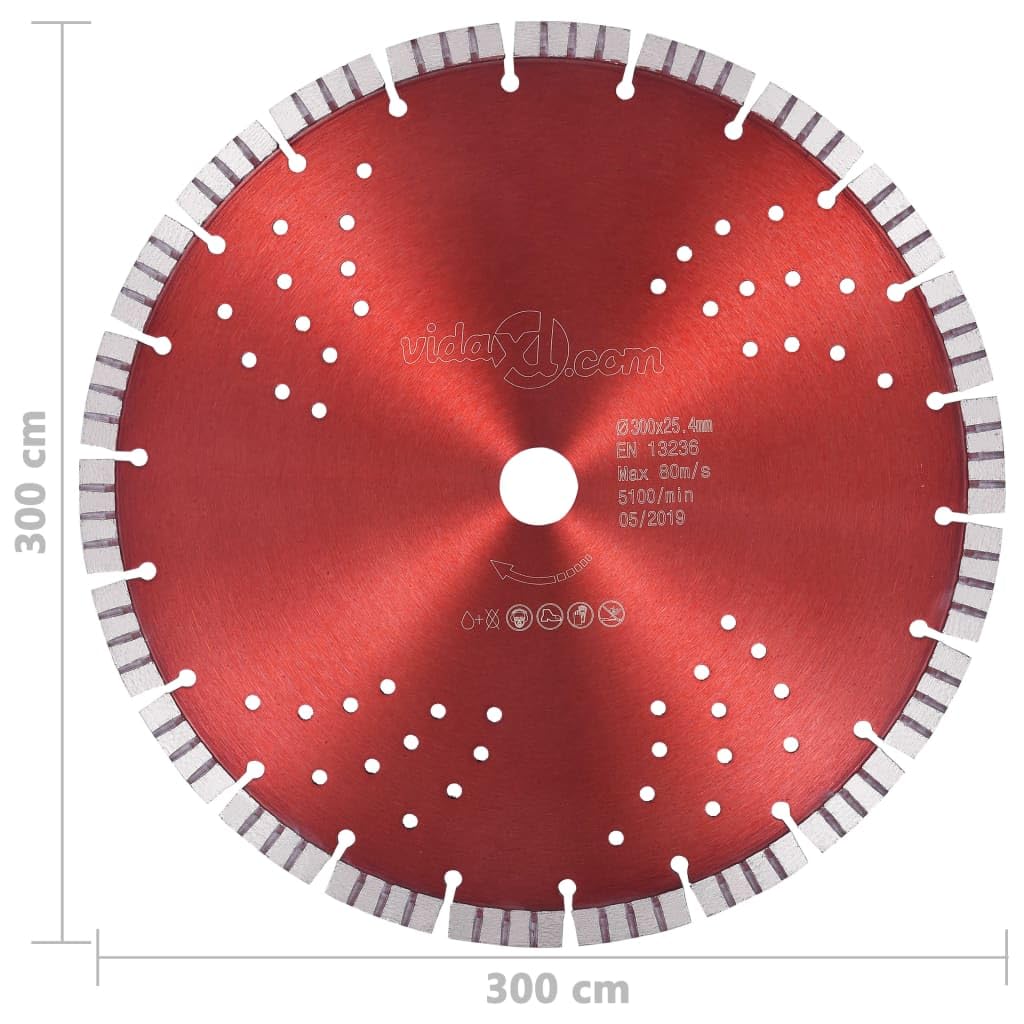 Disco da Taglio Diamantato con Turbo e Fori in Acciaio 300 mm,Articoli di ferramenta,Accessori per Attrezzi,Lame per Attrezzi,Lame per seghe-143233