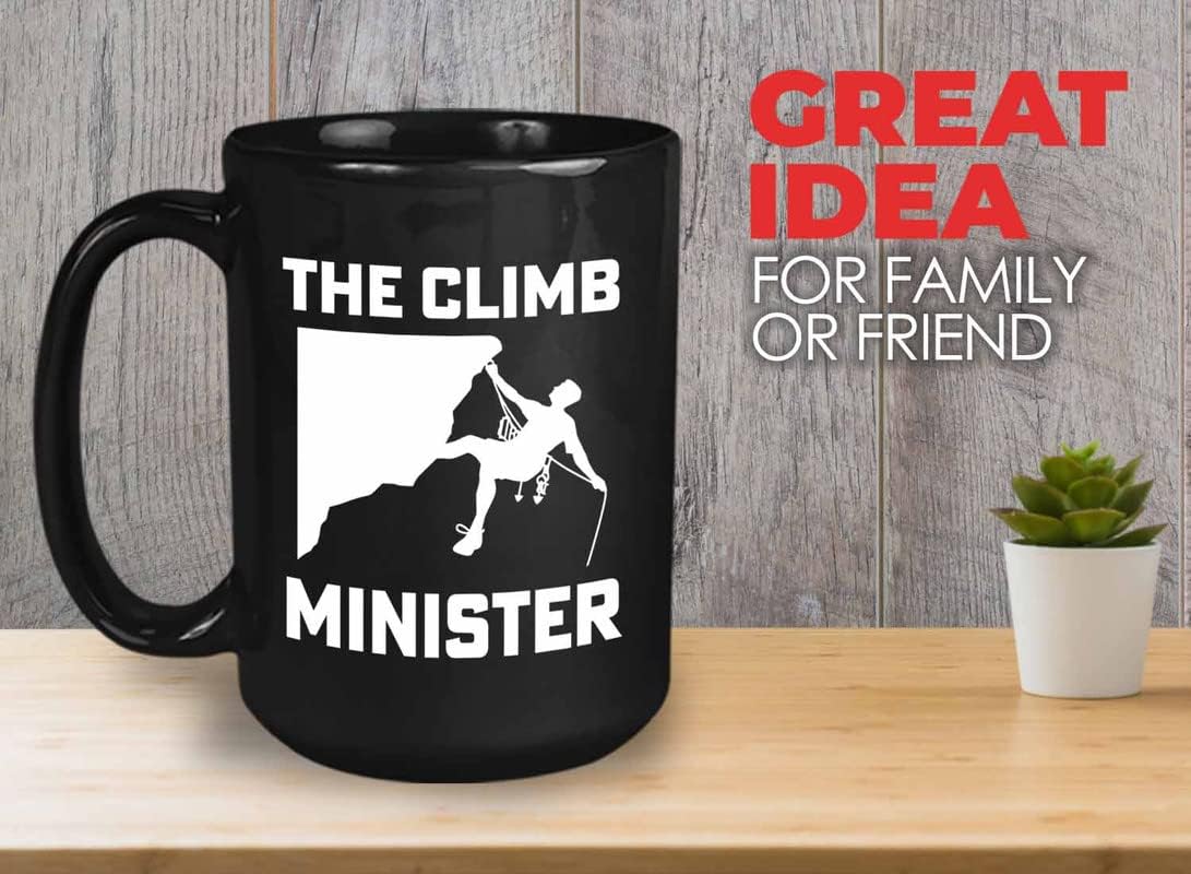 Bubble Hugs Mountain Climbing Coffee Mug 15oz Black - The Climb Minister - Camping Mountain Nature Lovers Outdoor Enthusiast Rock Climbing Climber Campfire Outdoorsmen
