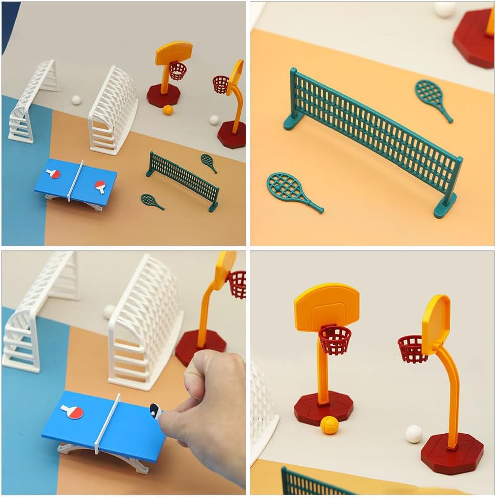 Doll House Accessories Table Tennis Bat Dollhouse Basketball Hoop Table Tennis Set Miniature Fun Sports Novelty Ball Bats Accessories Equipment