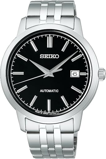 SEIKO SELECTION     S Series INTERNATIONAL LINE Mens Mechanical Watch, Bracelet Type | Date Calendar, See Through Screwback, Black Dial Stainless Steel