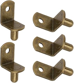 1/4 Inch Shelf Support Pegs 6mm Cabinet Shelf Pins – L-Shaped Heavy Duty Shelf Support Brackets with Hole, Kitchen Cabinet Hardware Replacement, Closet Organizer System Parts (50 Pack)