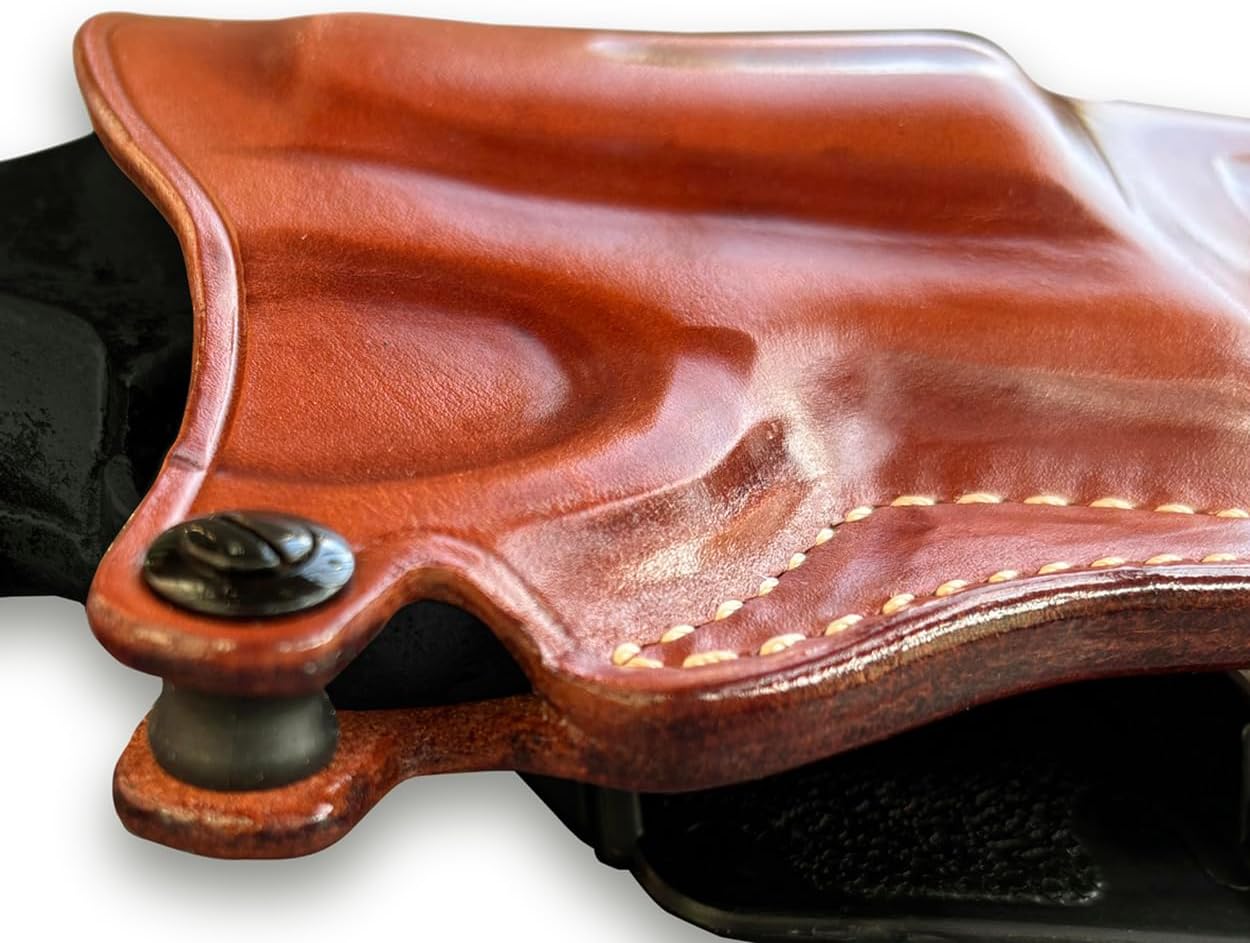 Masc Premium Leather OWB Paddle Holster with Open Top Fits Governor .410/45LC 2.75inch, Right Hand Draw Brown Color #1127#