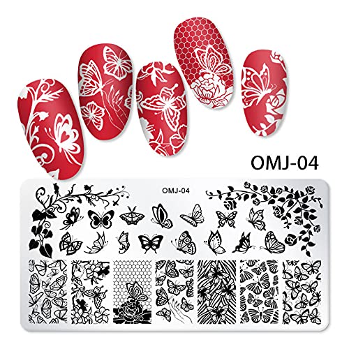Xeaohesy 6Pcs Nature Theme Nail Stamping Plates Geometry Butterfly Summer Beach Fruit Lace Image Plates Christmas Nail Art Stamping Kit Nail Stamping Plates For Nails(4.72 X 2.36 Inches) #TOP1
