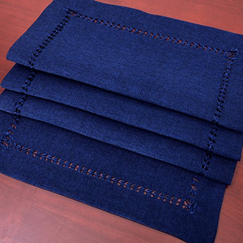 Grelucgo Handmade Hemstitch Solid Navy Blue Nautical Rectangular Table Runner Or Dresser Scarf (14 X 72 Inch) #TOP2