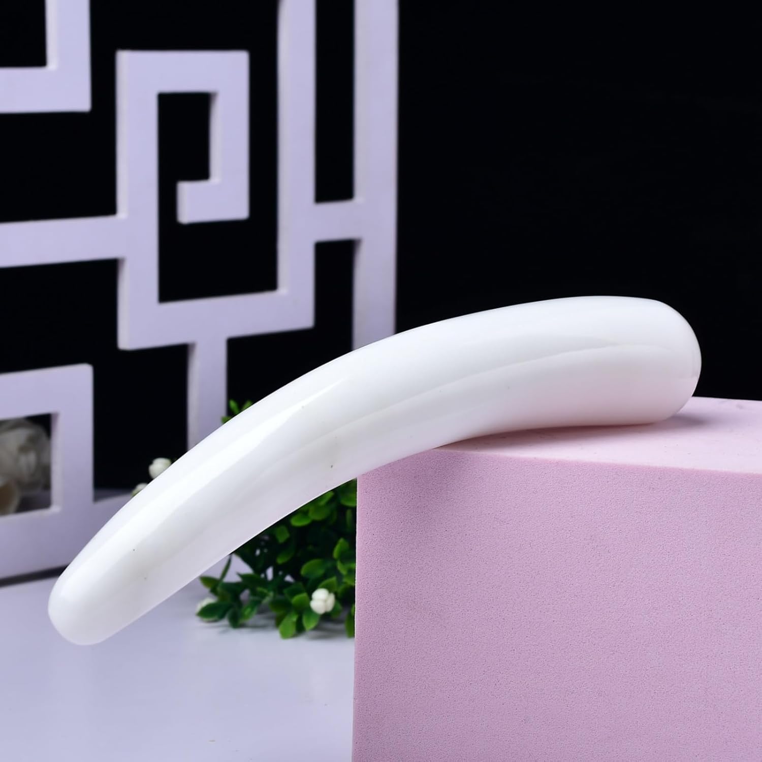 White Jade Yoni Wand, Crystal Healing Stone, 7 Inches