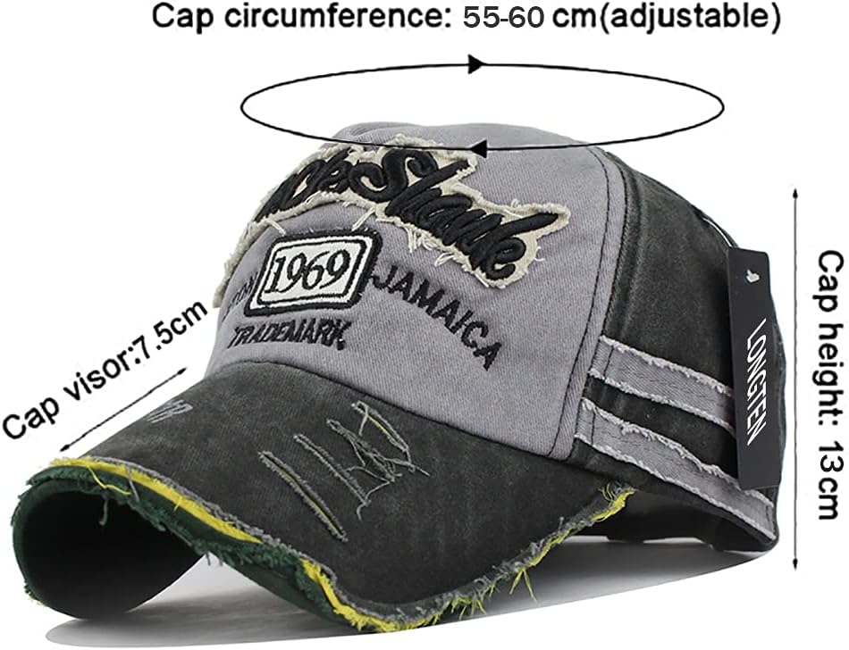 Vintage Baseball Cap Denim Cotton Frayed Edge Sunhat Adjustable Unisex - Image 2